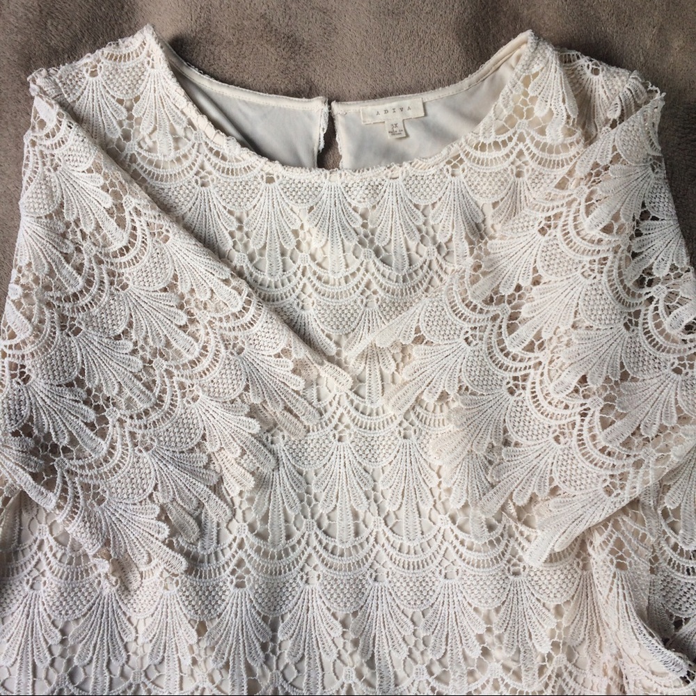 🌷 Adiva Cream Lace Top & Sleeves Plus 3X